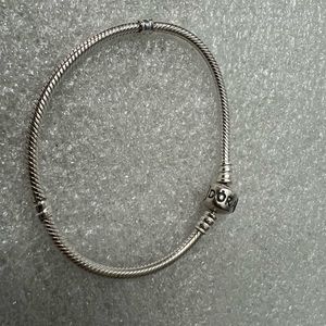 Pandora 925 Ale Sterling Silver Barrel Clasp Snake Chain Charm Bracelet 14.8g